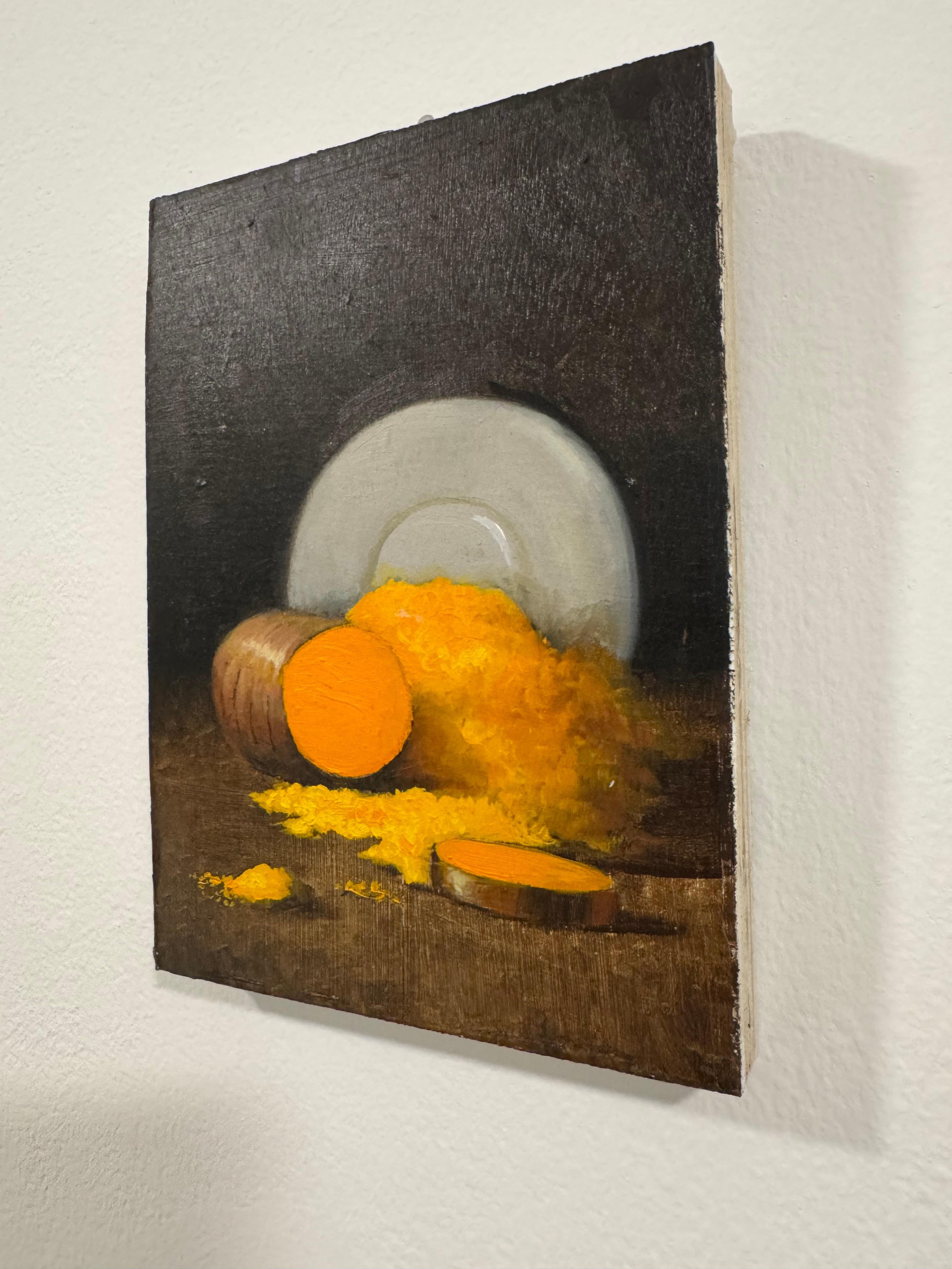 Cúrcuma - pintura realista - Still-Life Painting Marrón de Roni Yoffe