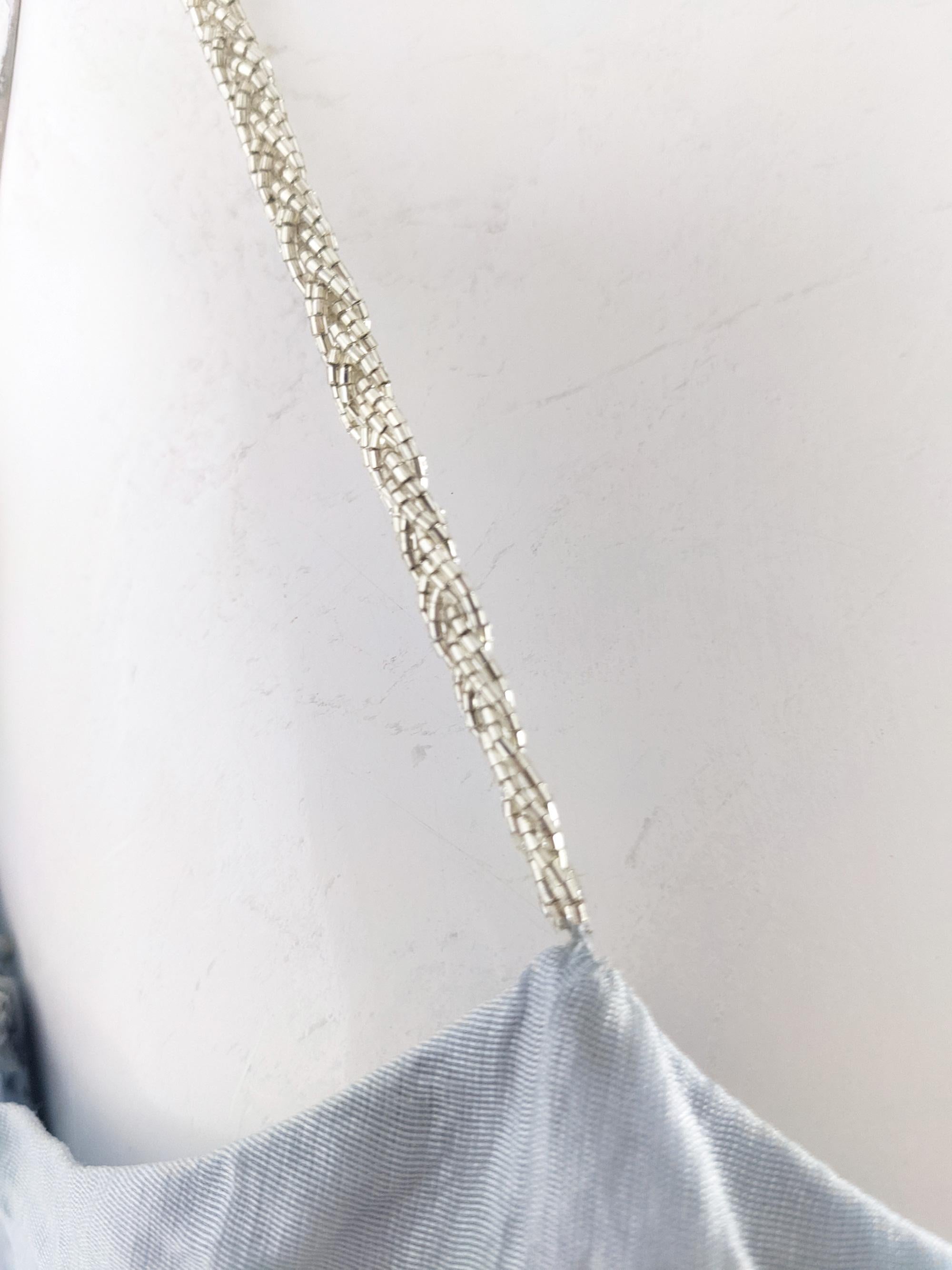 Ronit Zilkha Vintage Ice Blue Organza Beaded Evening Dress, 2000s 2