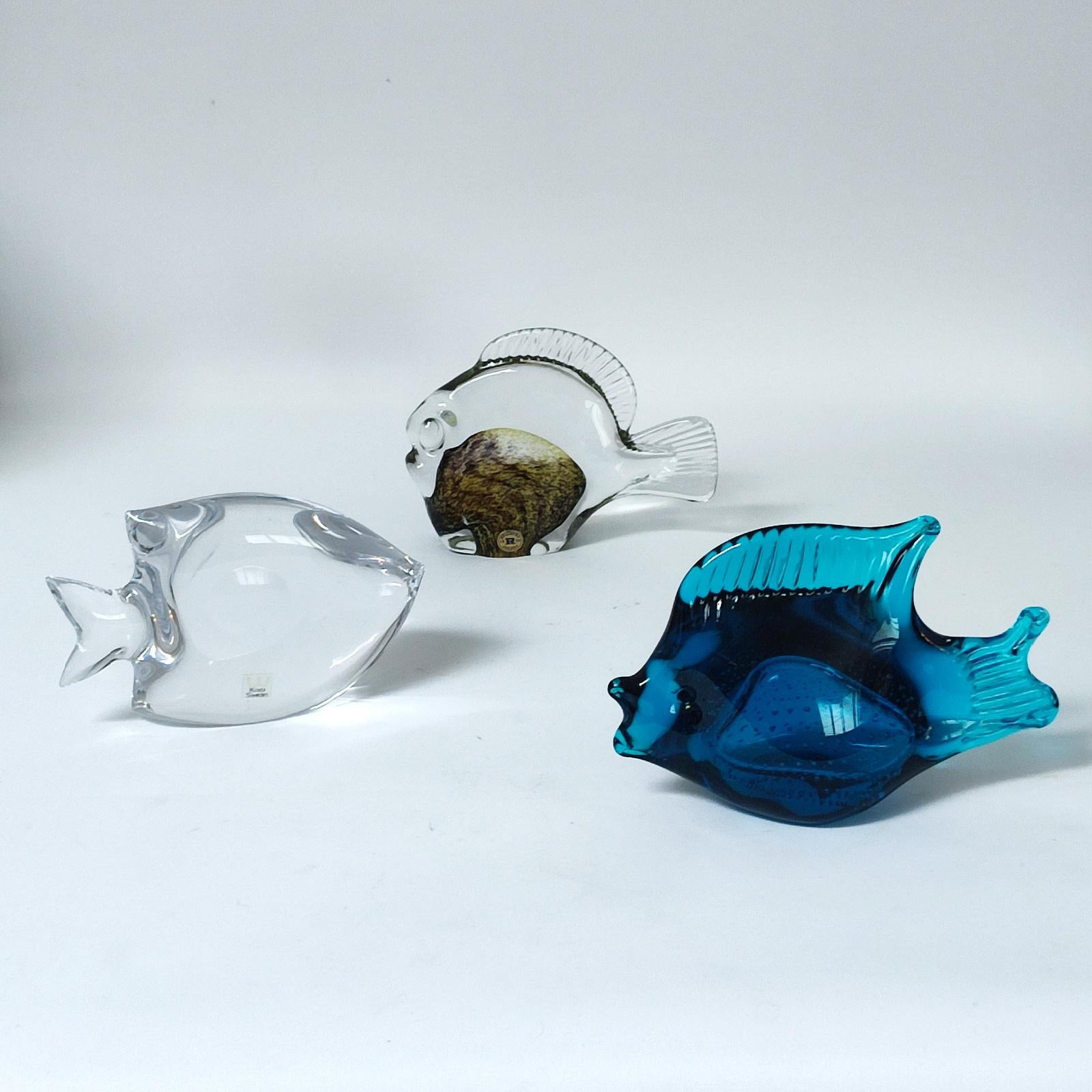 Svedese Ronneby, Svezia, Pesce di vetro blu, Vetro artistico, anni '70 in vendita
