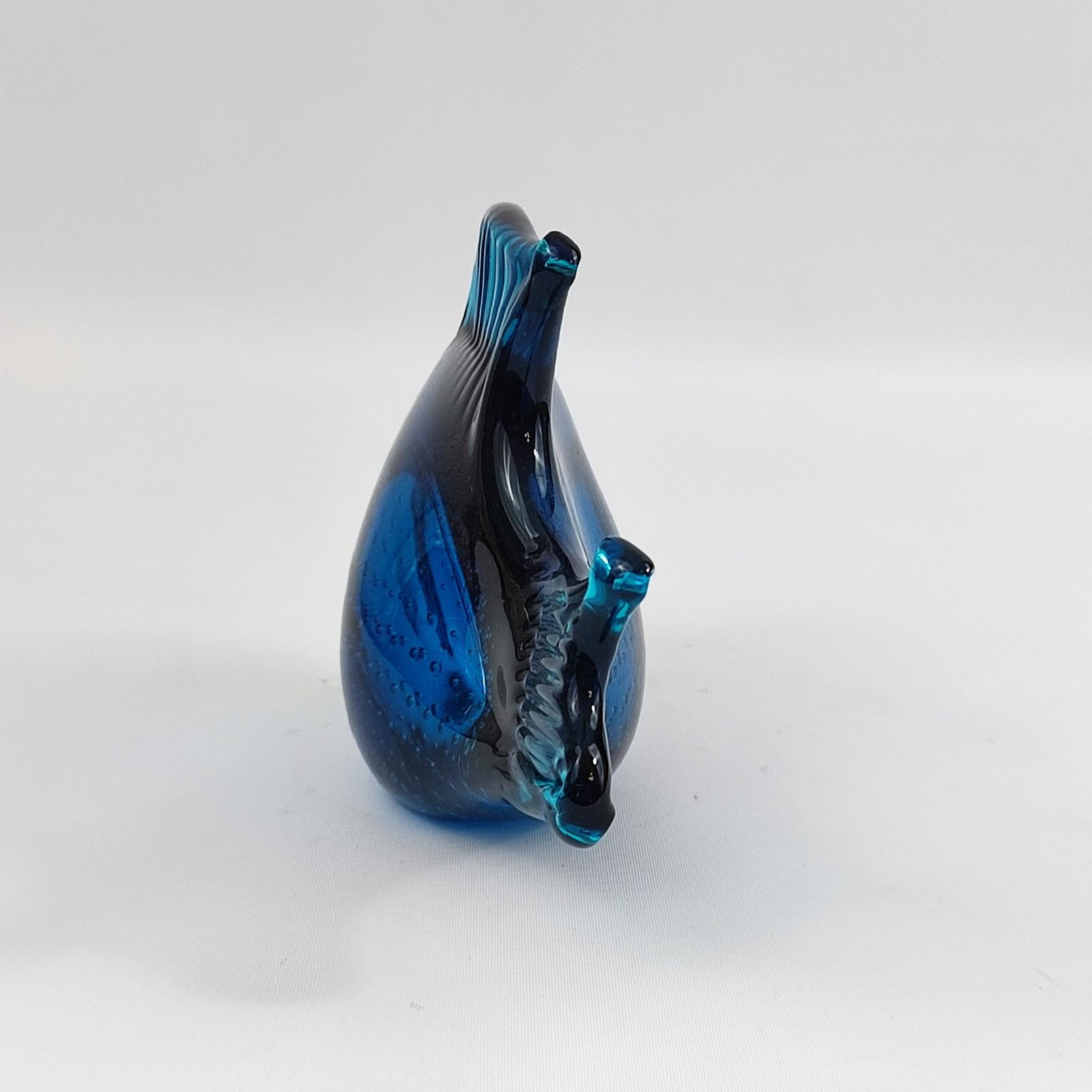 Late 20th Century Ronneby, Sweden, Blue Glass Fish, Art Glass, 1970s - FREE SHIPPING For Sale