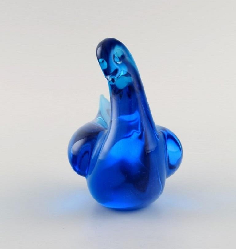 Ronneby, Sweden, Five Birds in Blue Mouth-Blown Art Glass, 1970s For Sale 1