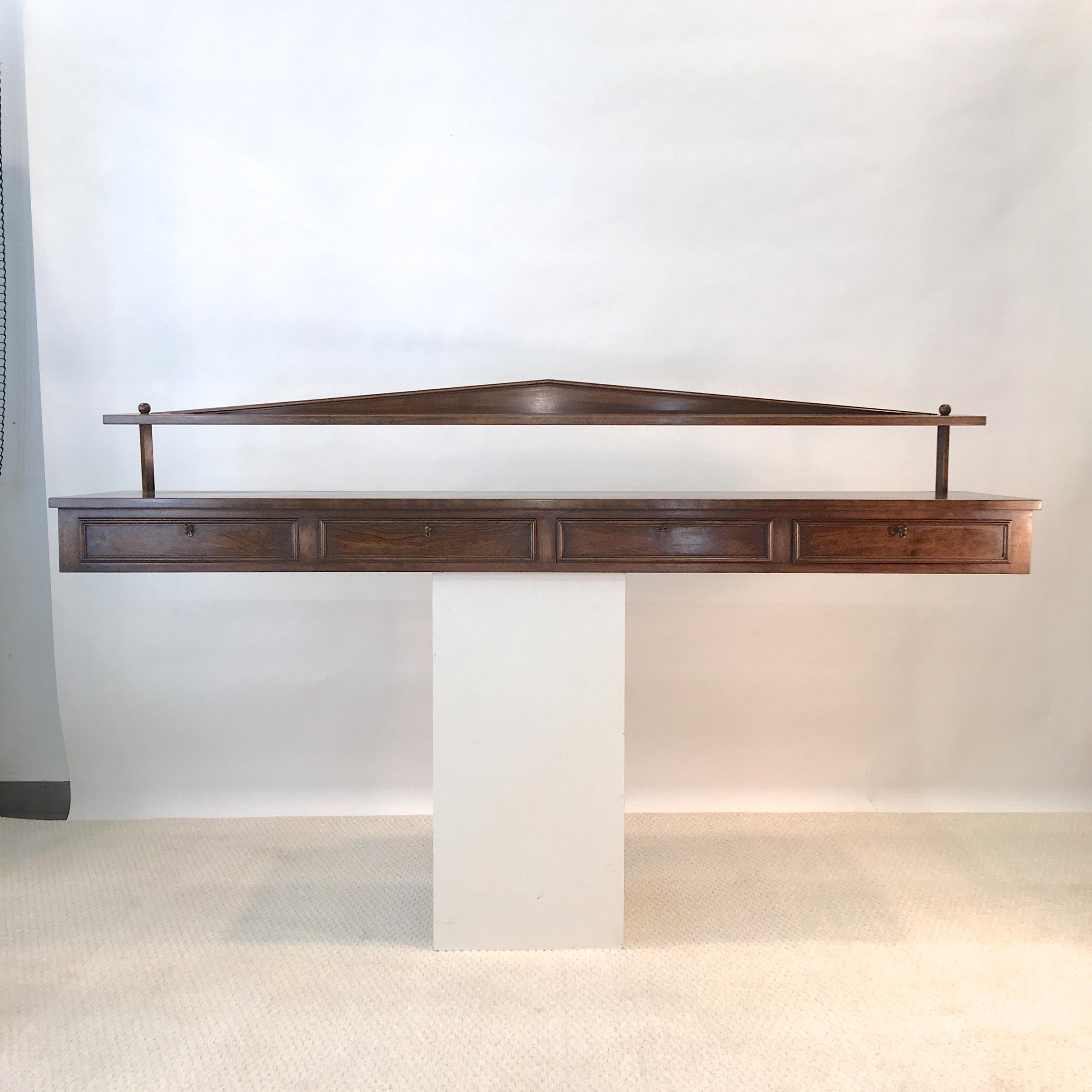 Walnut Ronnie Brahms for H. Sacks Wall Mounted Console Server For Sale