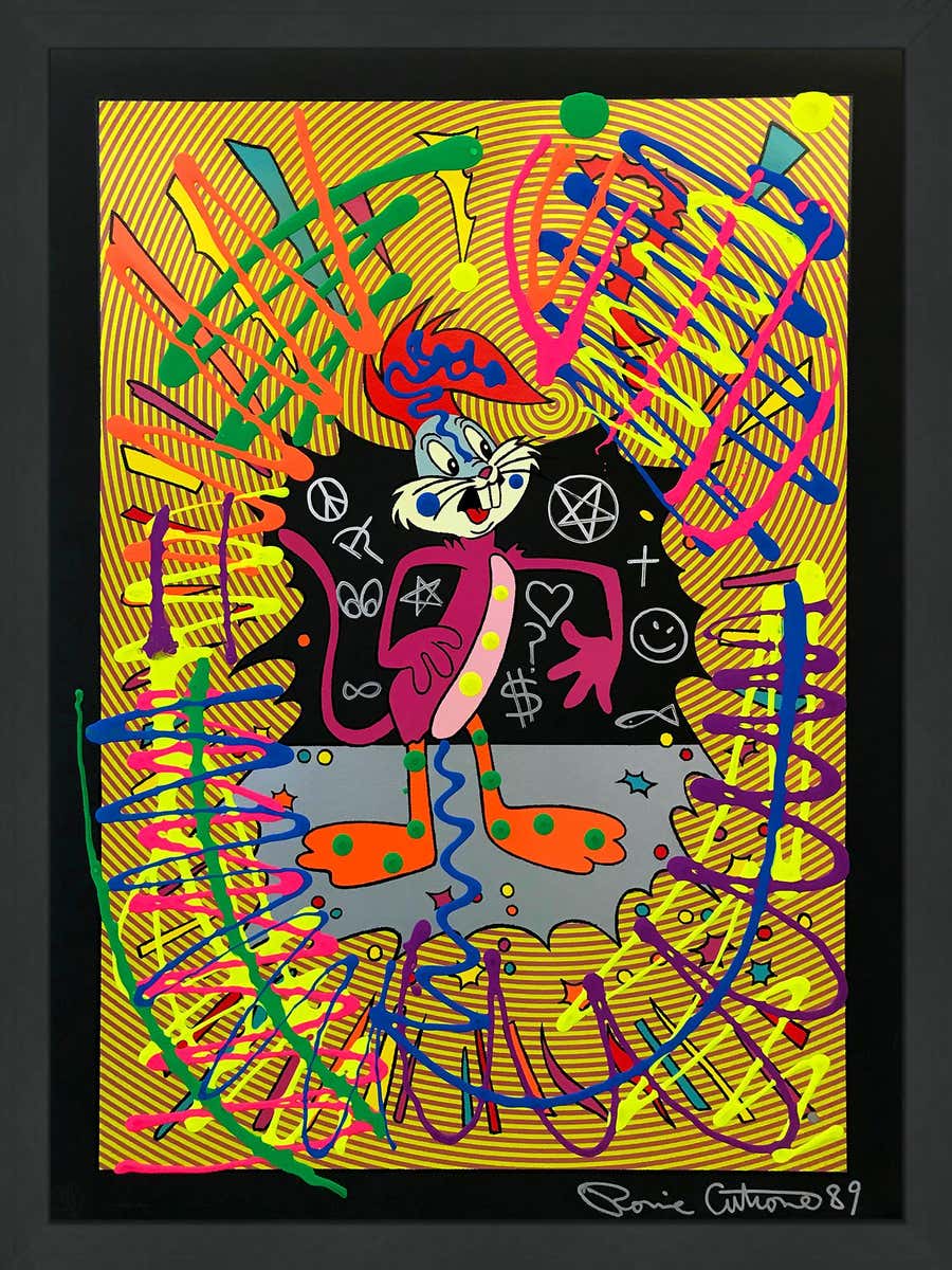 Identity Crisis, Unique Hand Embellished with Acrylic on Serigraph, Signed, 1989