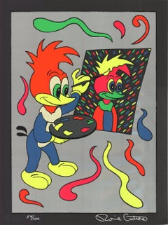 Vintage 1989 After Ronnie Cutrone 'Putting Your Face On (Woody Woodpecker)' Pop Art 