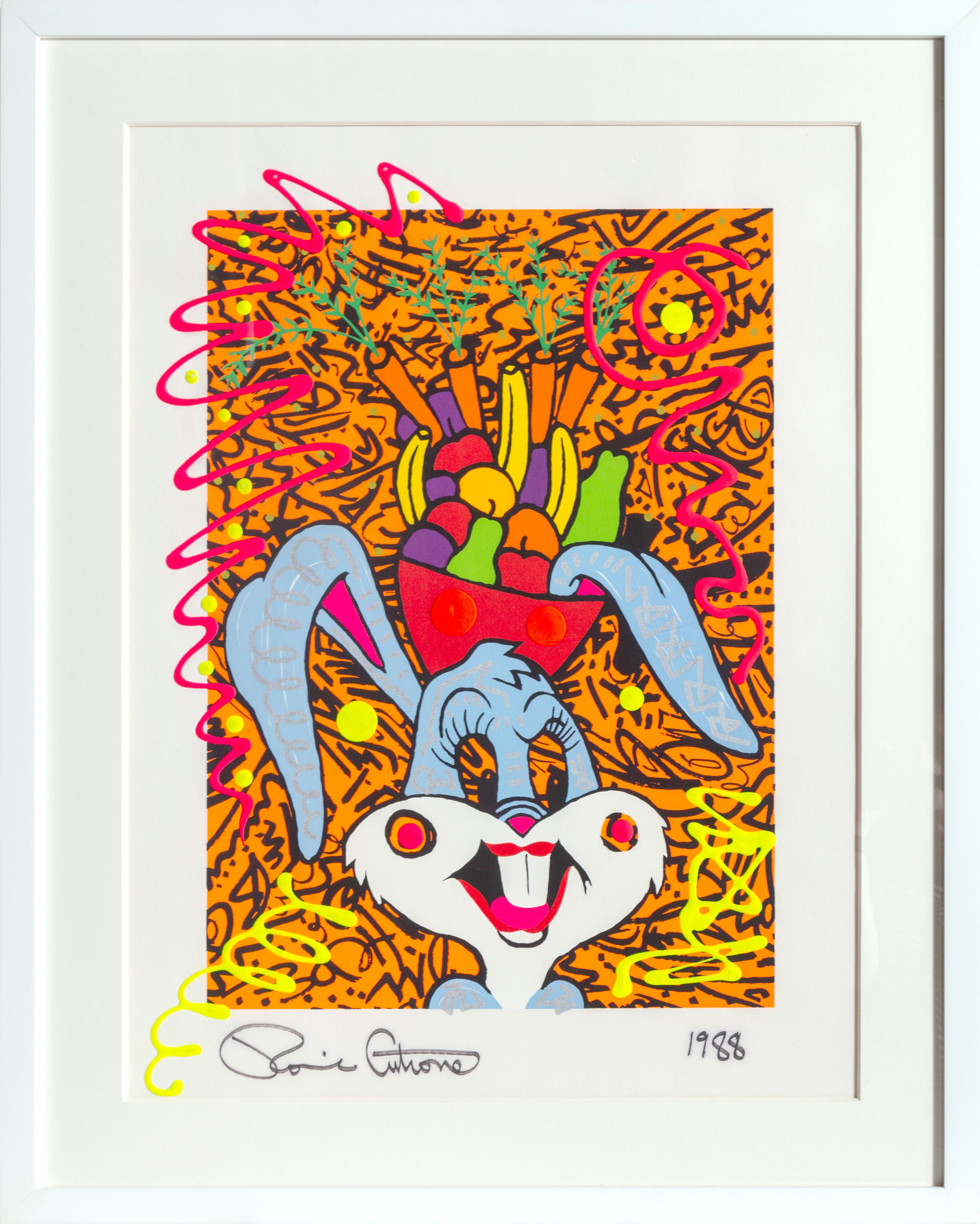 Künstler: Ronnie Cutrone, Amerikaner (1948 - )
Titel: Bugsy Miranda
Jahr: 1988
Medium: Serigraphie mit Acrylfarbe und Marker, signiert und datiert unten
Größe: 30 Zoll x 22,5 Zoll (76,2 cm x 57,15 cm)
Rahmengröße: 34,5 x 27,75 Zoll