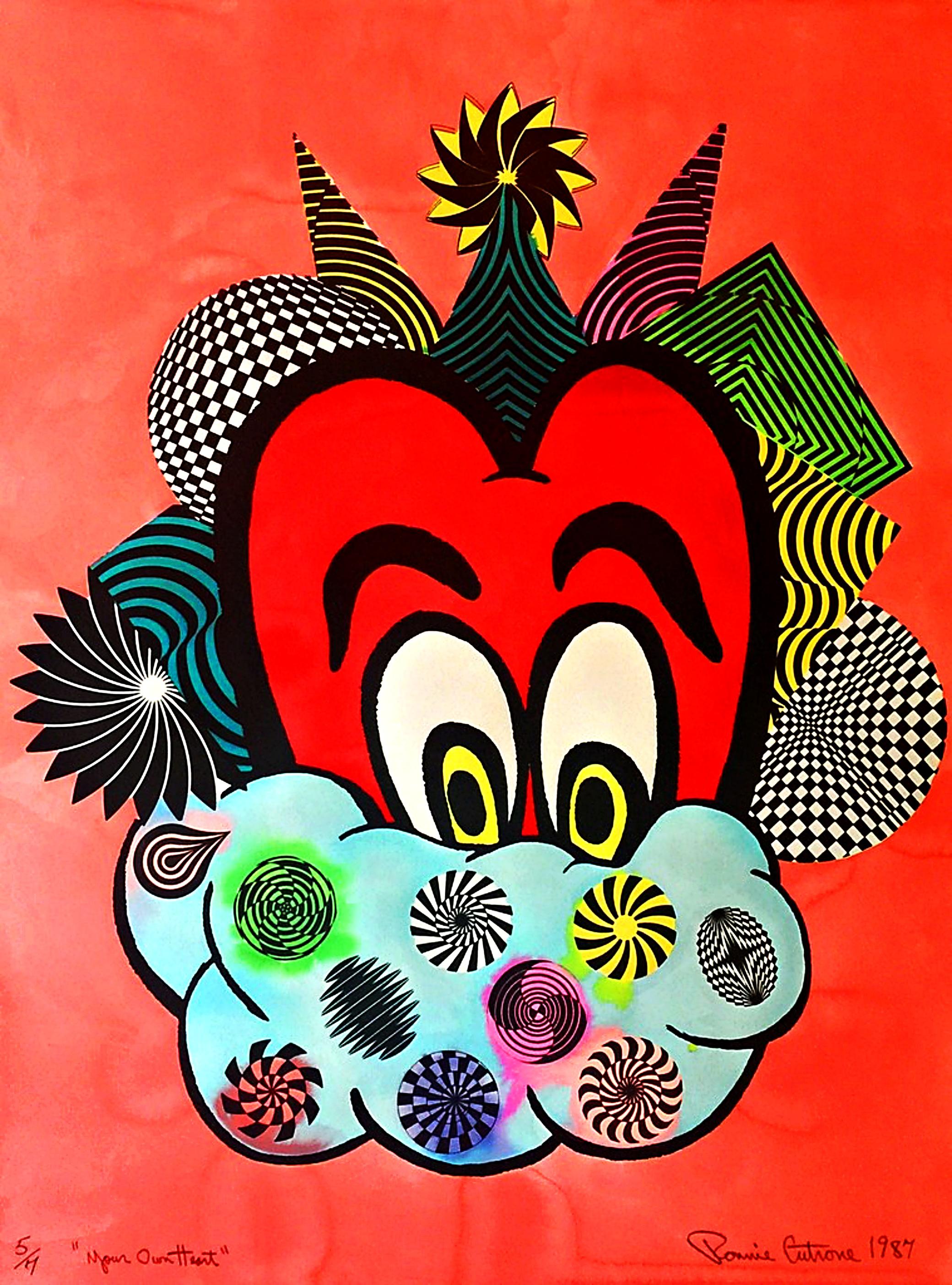 Ronnie Cutrone Abstract Drawing – „Your Own Heart“ einzigartig signiert, Kollege von Warhol, Haring, Basquiat & Scharf