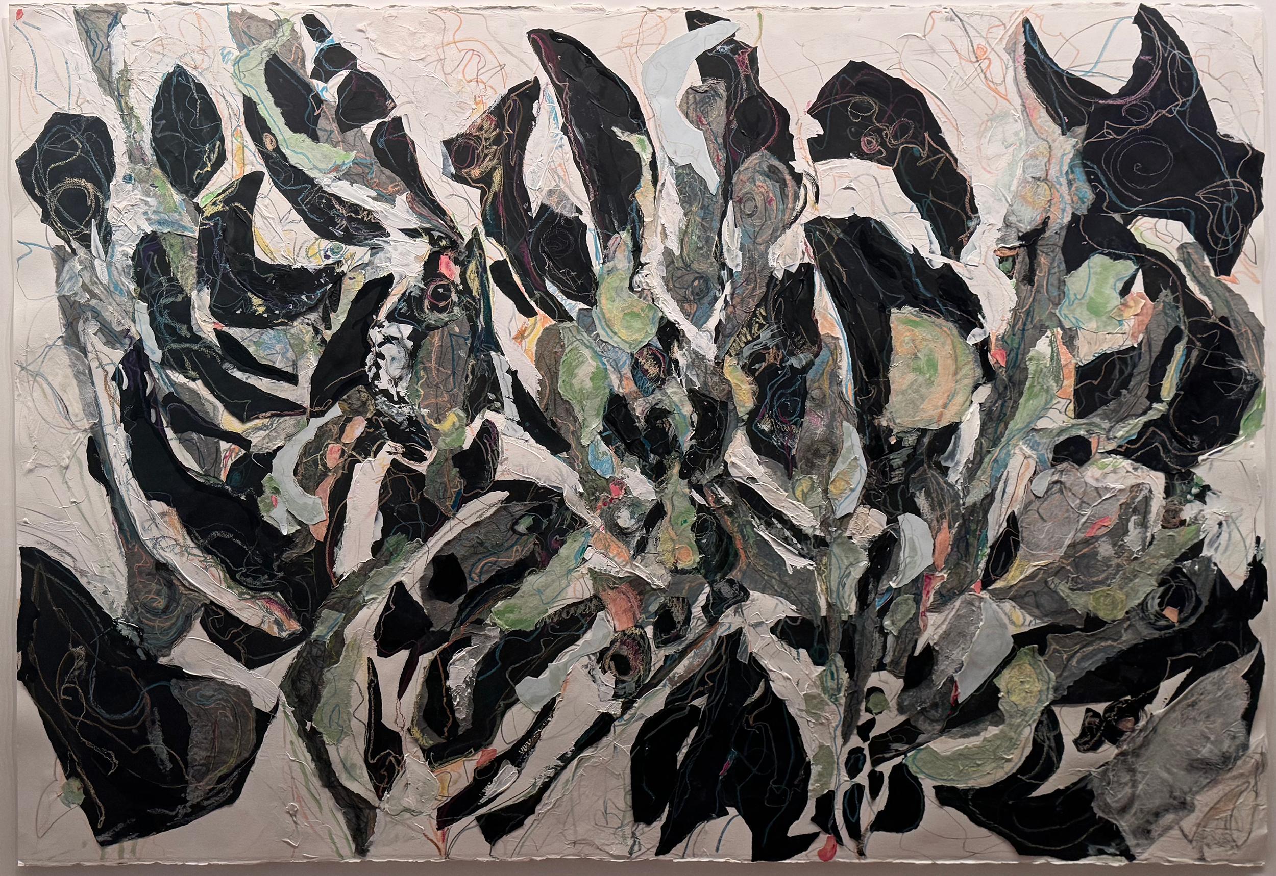 Green Ways, Abstract Expressionist Mixed Media on Paper by Ronnie Foont For Sale 1