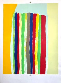 Strisce astratte II, litografia firmata, 1973, stampa a colori