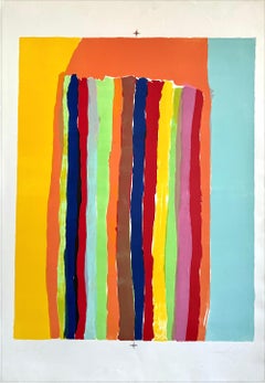 Strisce astratte III, litografia firmata, 1973, stampa a colori