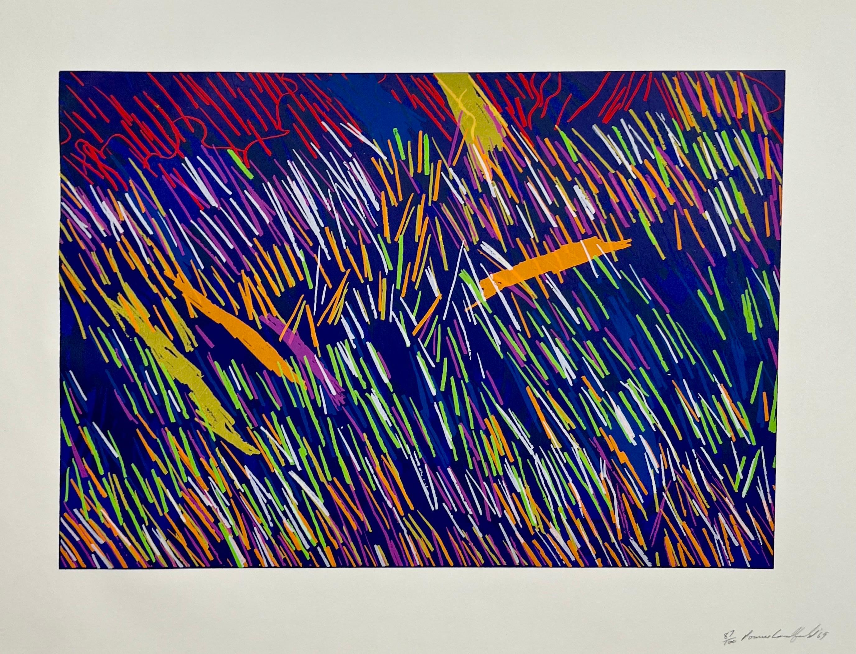 Ronnie Landfield (1947-USA) 
1969 
Firmato a mano, numerato e datato a matita 
Serigrafia su carta a mano. Con il timbro a secco della Tanglewood Press. 

Dal portfolio Various Artists che include opere di Alan Cote, David Lozano, Ronnie Landfield,