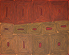 Vintage Ronnie Tjampitjinpa "Body paint designs" 121x153 cm - 1996 - Aboriginal Art