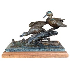 Escultura de bronce "Evening Roost" de patos cerceta pardilla Ed. 34/40