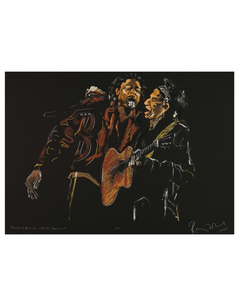 Ronnie Wood Figurative Print - Paint it Black - Pretty Beat Up (Richards and Flowers)