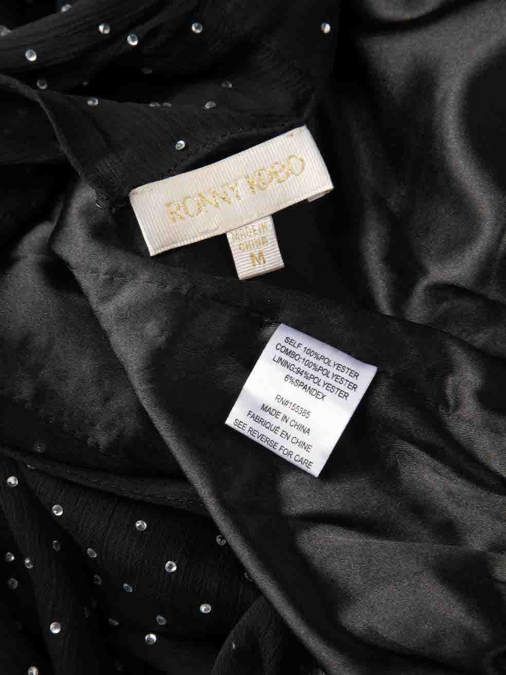 Women's Ronny Kobo Black Crystal Embellished Maxi Dress Size M For Sale