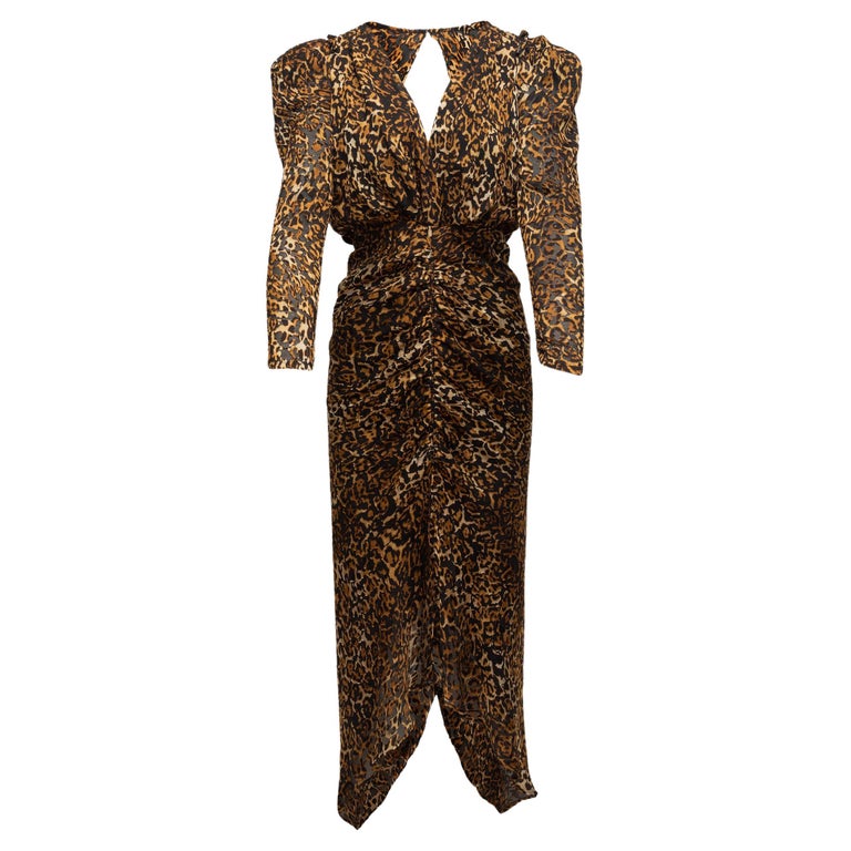 Ronny Kobo Brown and Black Leopard Print Dress For Sale at 1stDibs