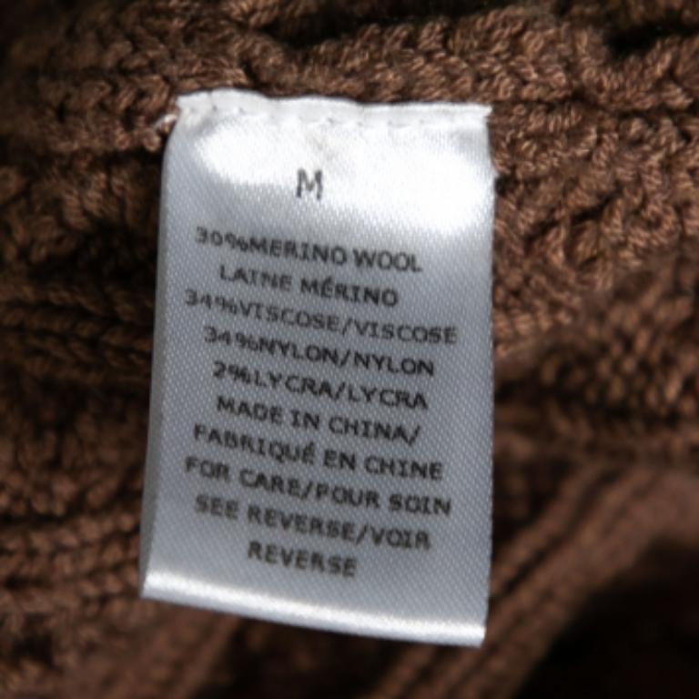 Ronny Kobo Brown Cable Knit Wool Midi Skirt M Pour femmes en vente
