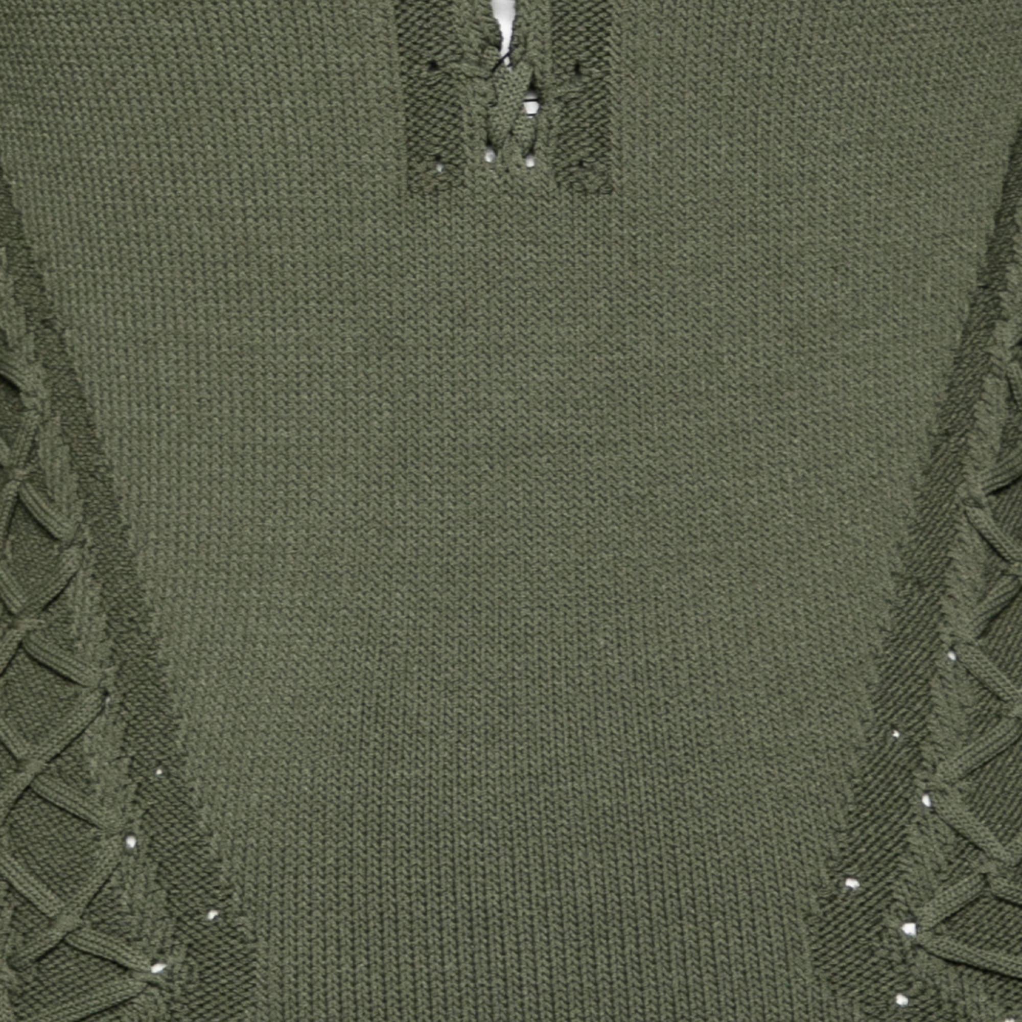Gray Ronny Kobo Green Knitted Cut-Out Lace Up Detail Bodycon Dress M