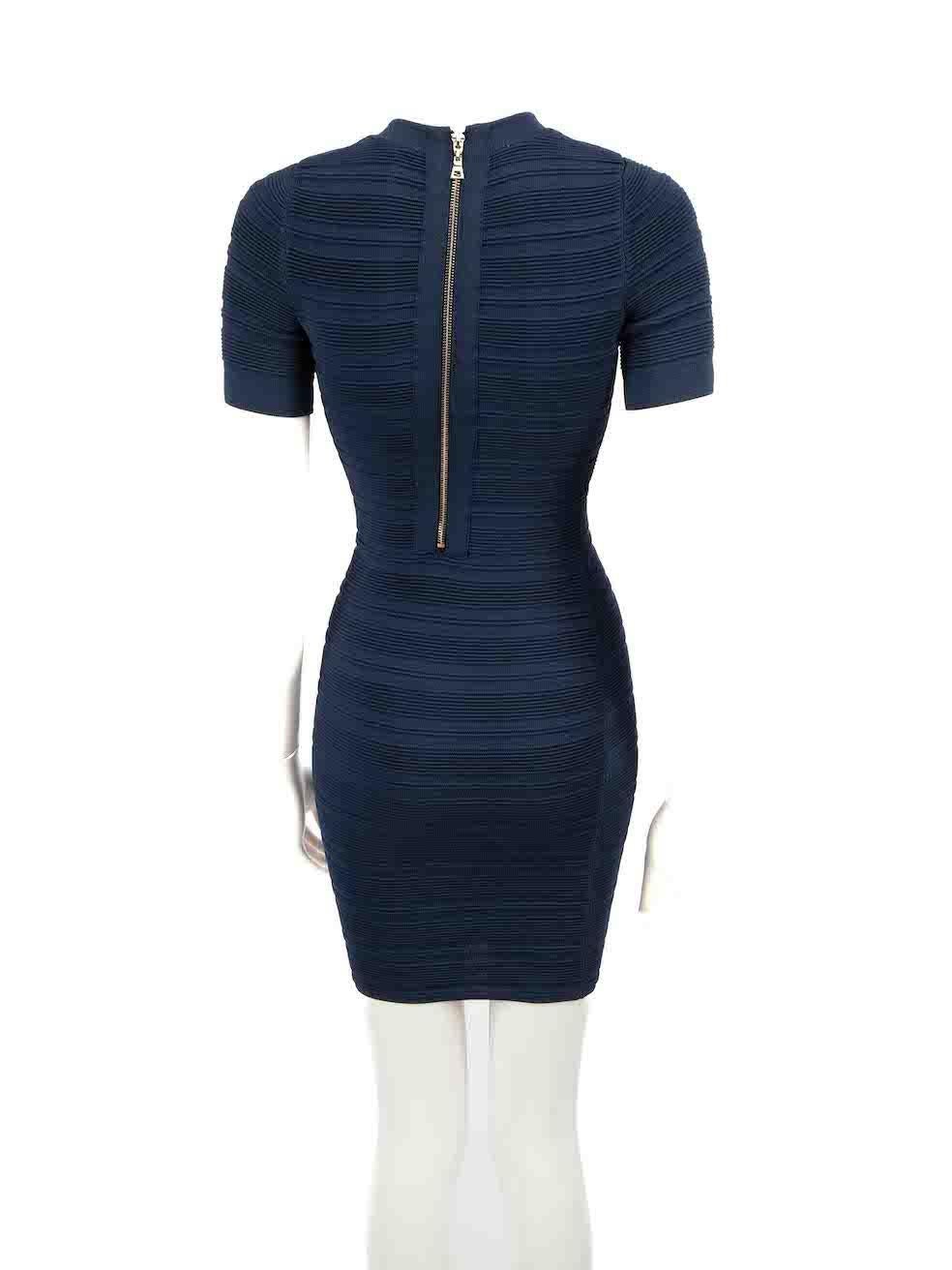 Ronny Kobo Navy Striped Knee Length Dress Size XS In New Condition For Sale In London, GB