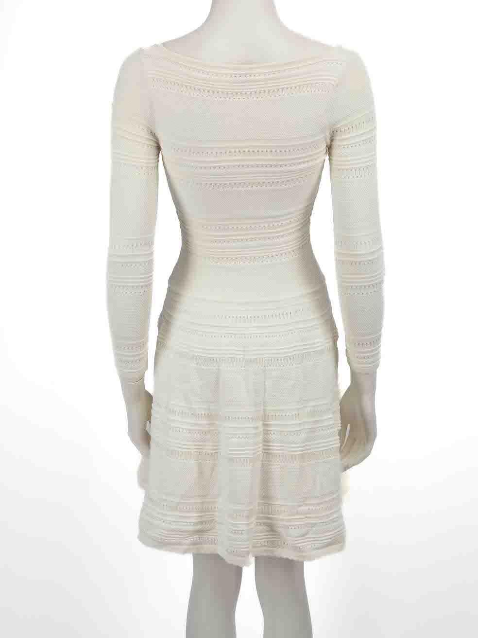 Ronny Kobo White Round-Neck Knitted Dress Size XS In Good Condition For Sale In London, GB