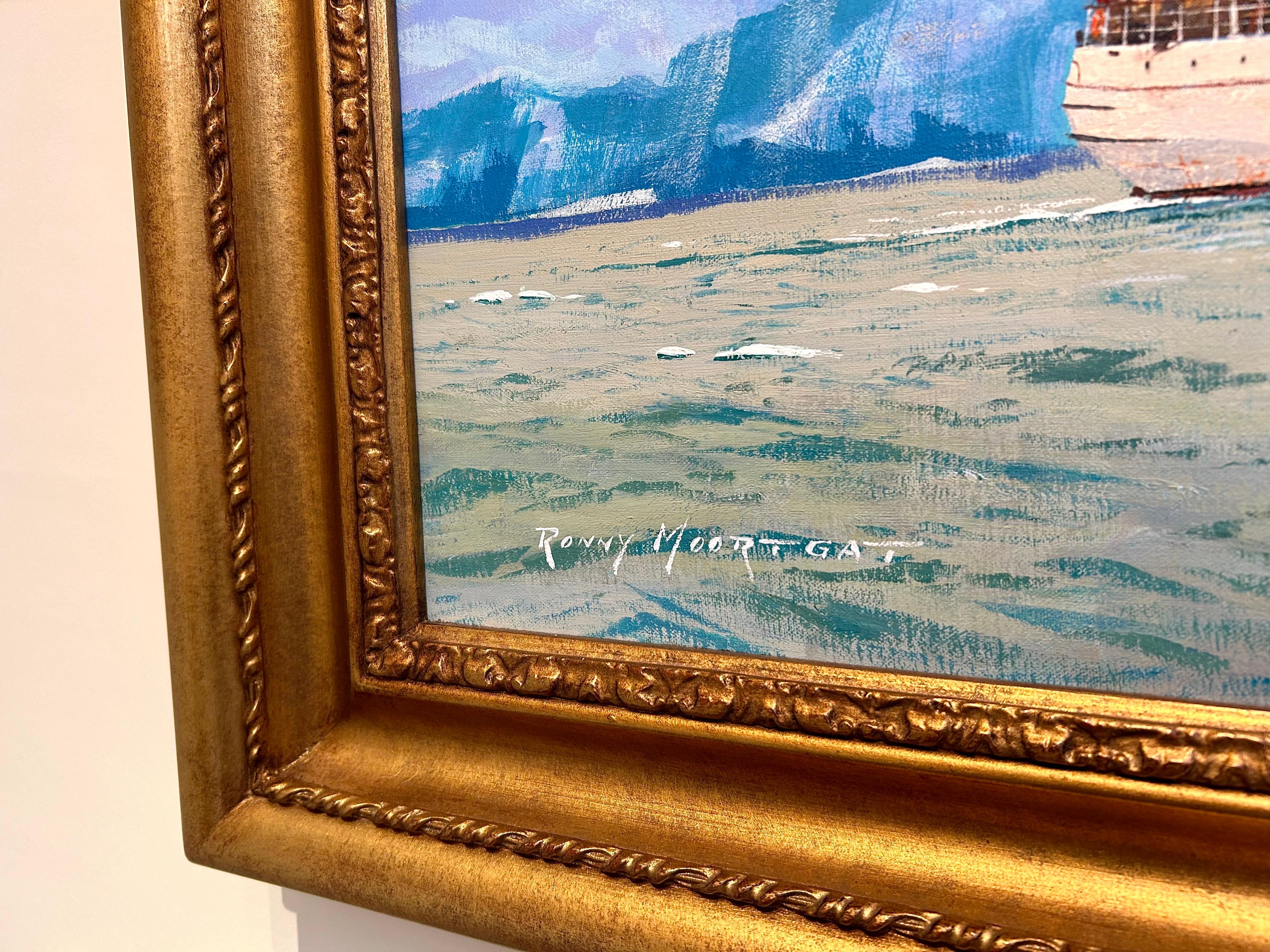 Europa en aguas antárticas - Landscape Painting Azul de Ronny Moortgat