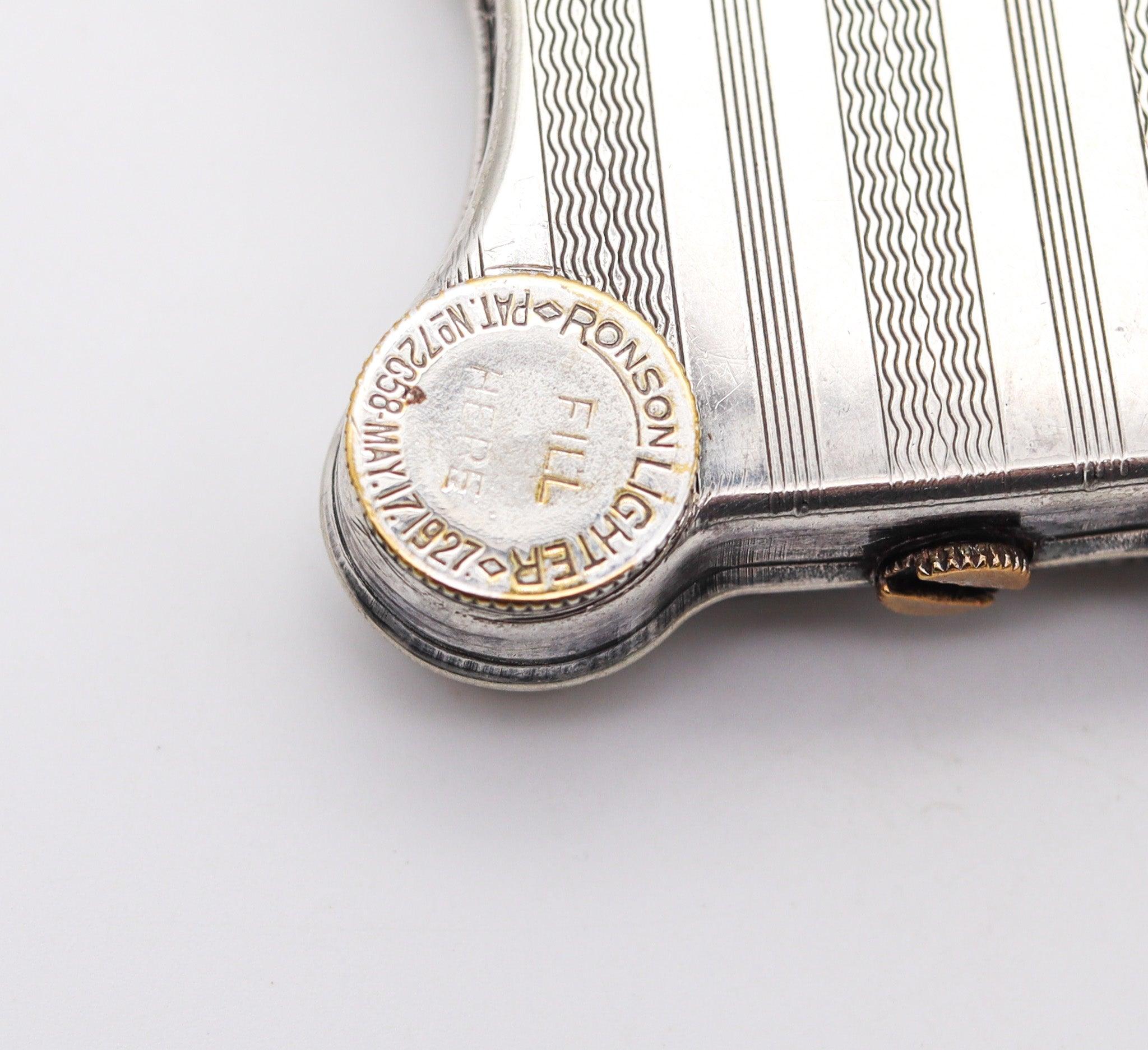 Hand-Crafted RONSON 1926 Art Deco Rare Banjo Automatic Lighter In Silver Plate Near Mint