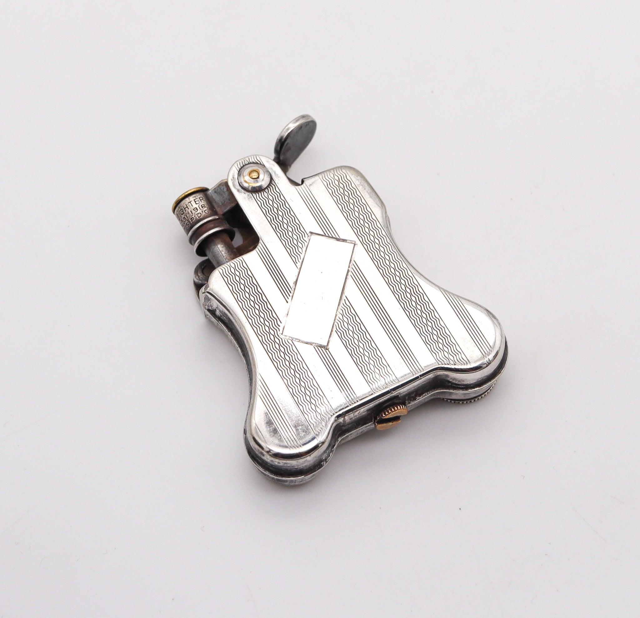 RONSON 1926 Art Deco Rare Banjo Automatic Lighter In Silver Plate Near Mint 1