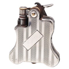RONSON 1926 Art Deco Raro Banjo Encendedor Automático En Chapa De Plata Casi Menta