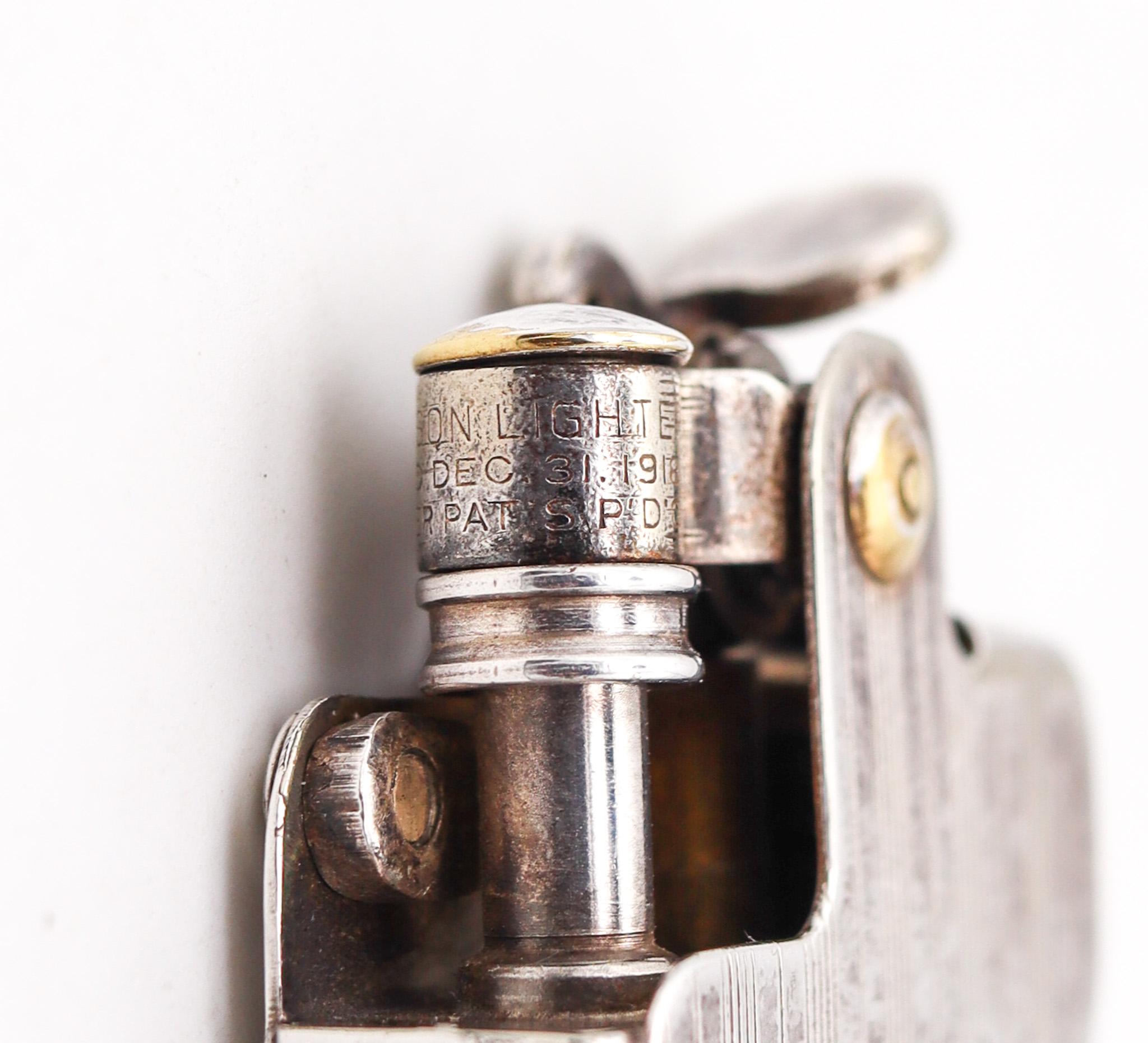 North American Ronson 1926 Art Deco Rare Near Mint Banjo Automatic Lighter in Silver on Steel