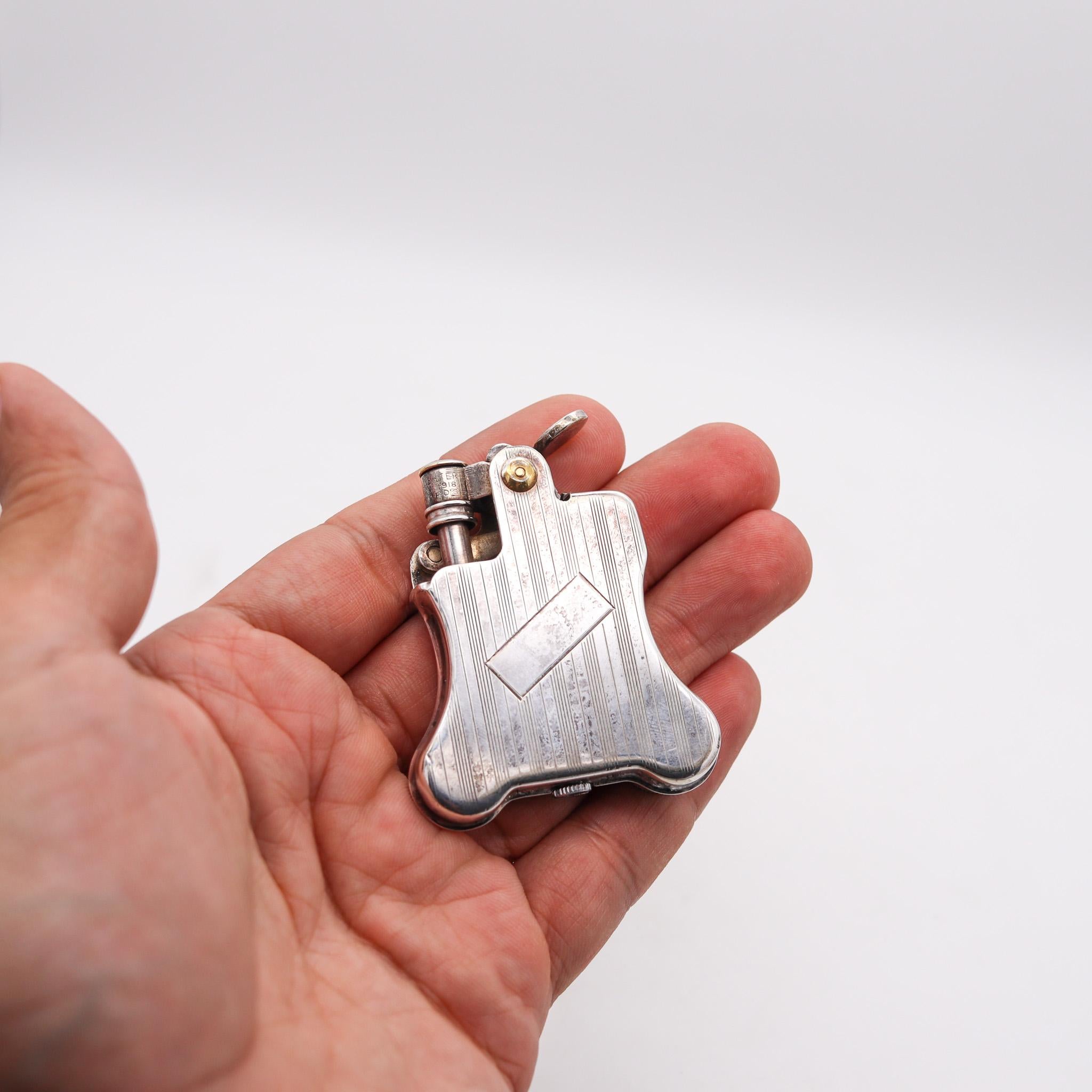 Hand-Crafted Ronson 1926 Art Deco Rare Near Mint Banjo Automatic Lighter in Silver on Steel