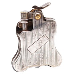 Ronson 1926 Art Déco Rare Near Mint Banjo Automatic Lighter en argent sur acier