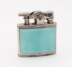 RONSON 1928 First Model Enameled Junior Petrol Lighter In .925 Sterling Silver