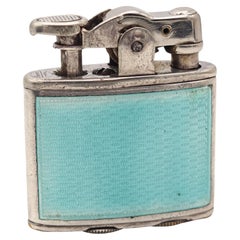Antique RONSON 1928 First Model Enameled Junior Petrol Lighter In .925 Sterling Silver