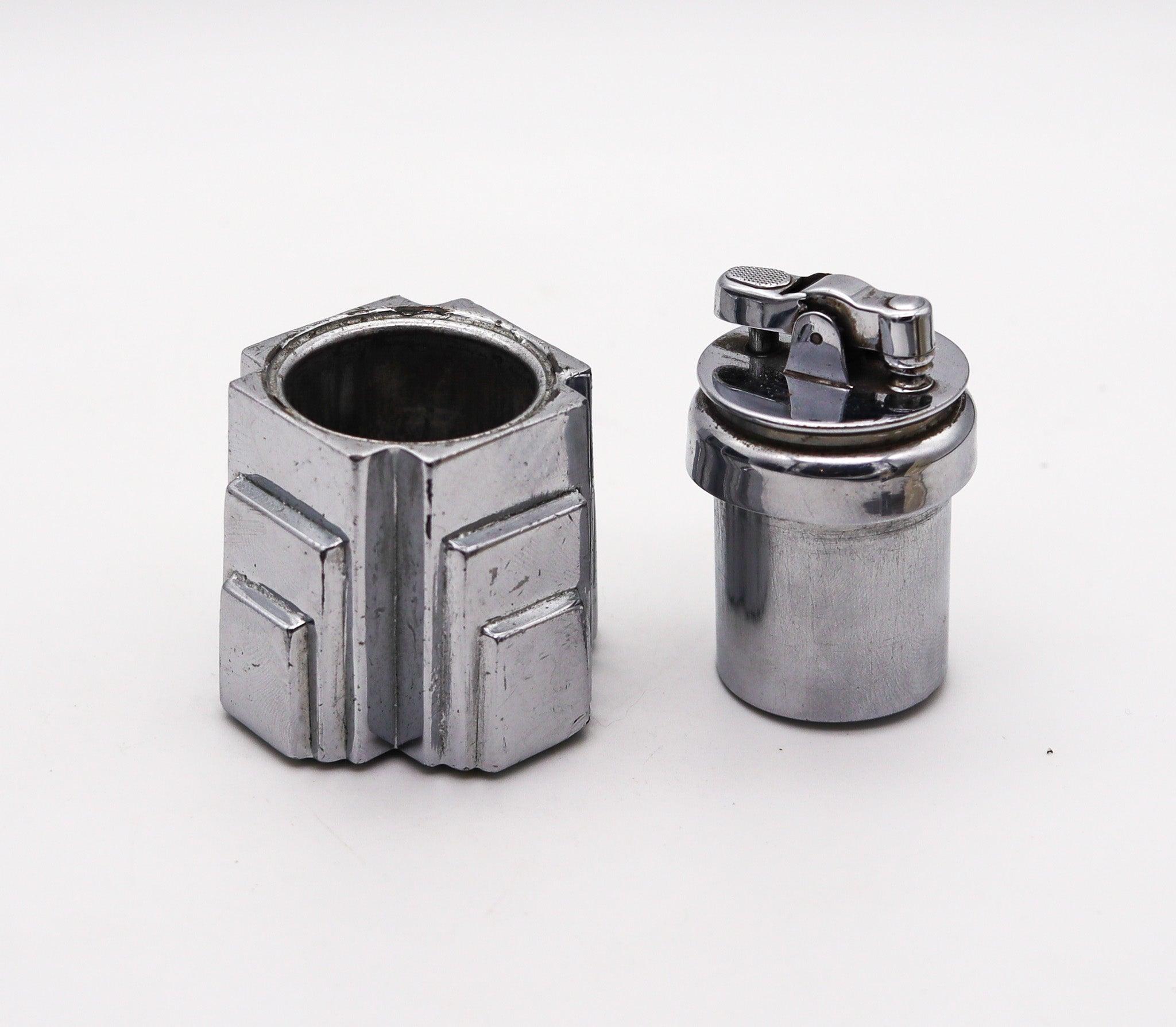 New Yorker Skyscraper Desk Lighter designed by Ronson.

This is a beautiful and iconic desk lighter, created in New Jersey United States by The Ronson Metal Works Co. during the art deco period, back in the 1929. This is the very rare New Yorker