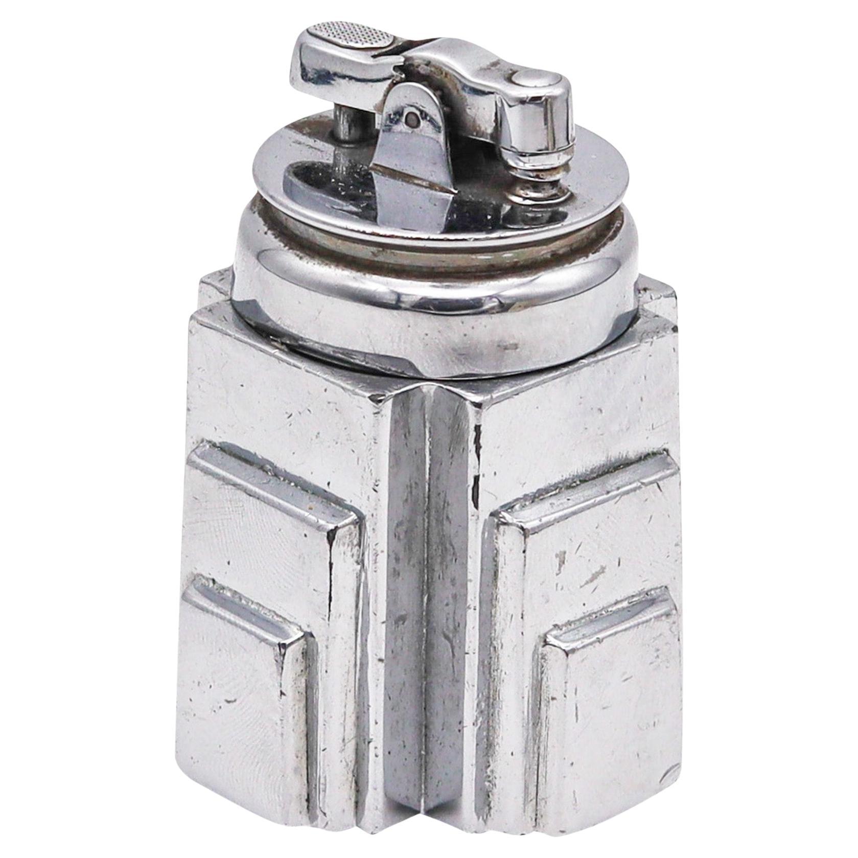RONSON 1929 Art Deco New Yorker Skyscraper Desk Lighter In Chrome