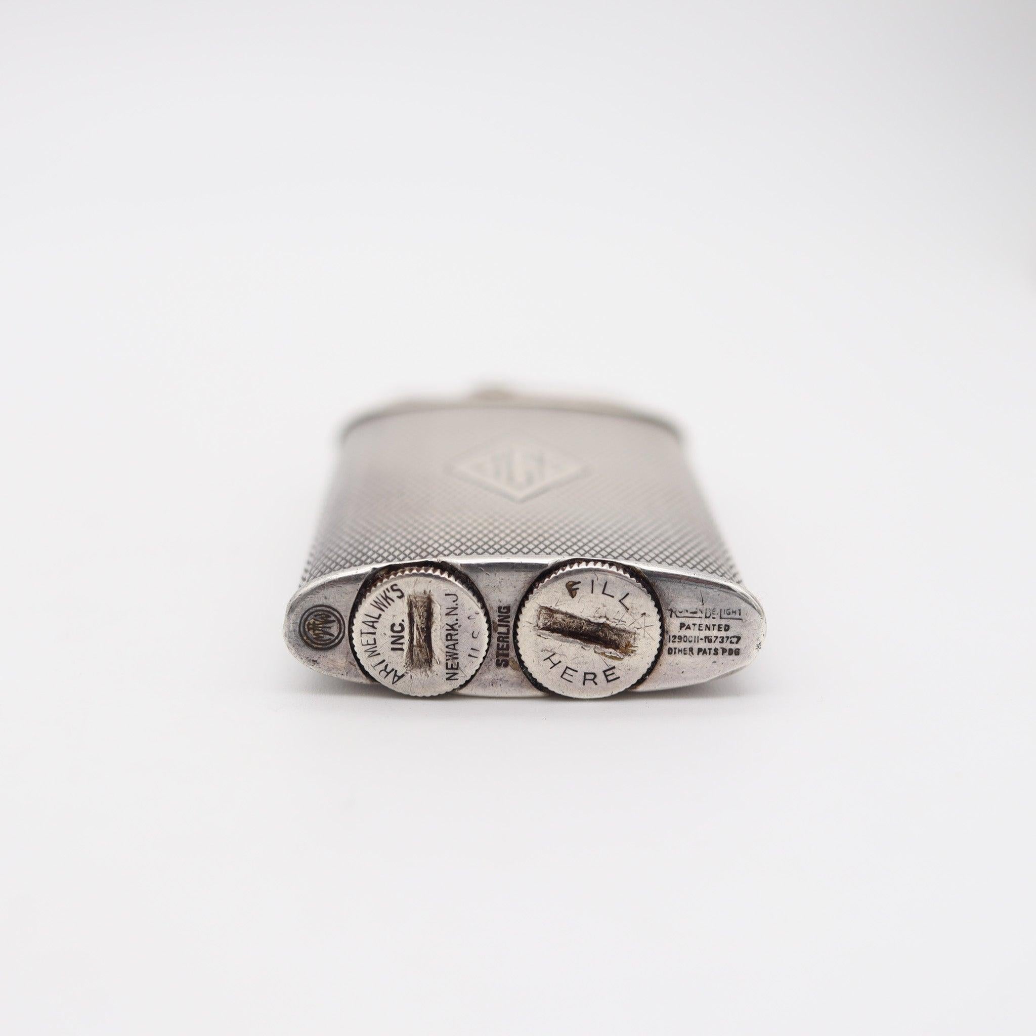 Fatto a mano RONSON 1930 Junior Sport Secondo Pollice Modello .925 Sterlina Guilloche Petrol in vendita