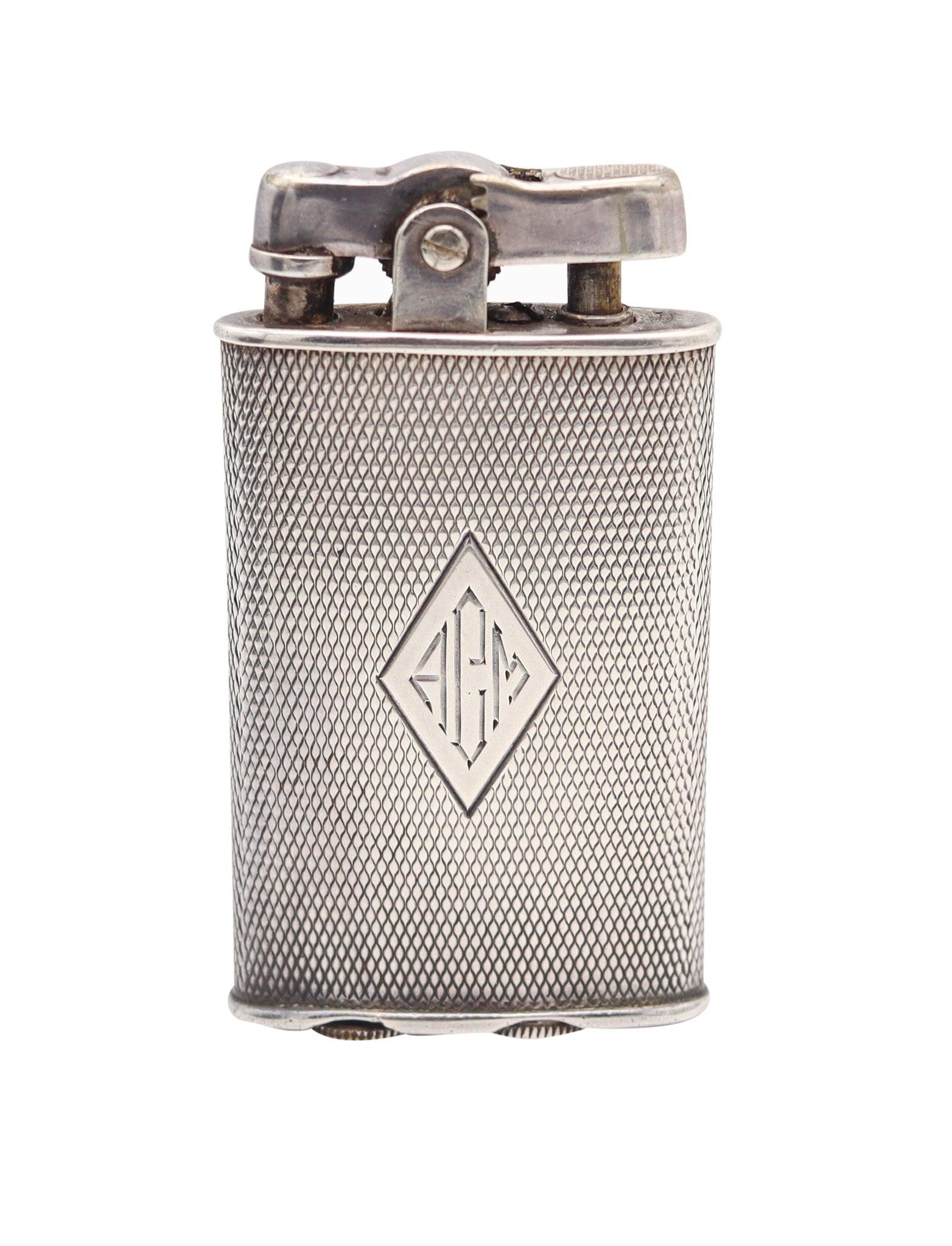 RONSON 1930 Junior Sport Second Thumb Model No. .925 Sterling Guilloche Petrol