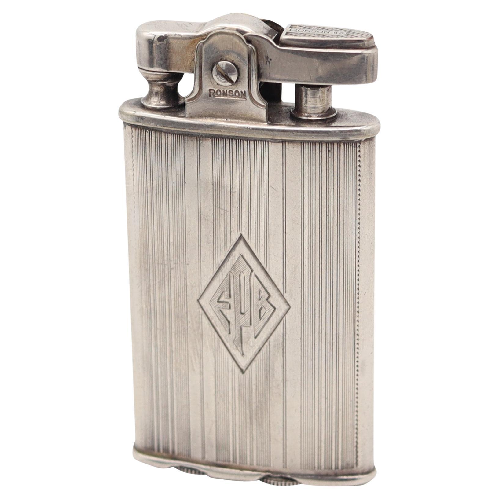 RONSON 1930 Junior Sport Secondo Pollice Modello Accendino a Benzina In .925 Sterling