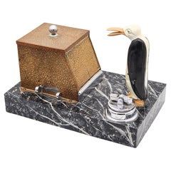 Ronson 1930 Pik A Cig Magic Penguin Lighter Cigarette Dispenser Desk Box