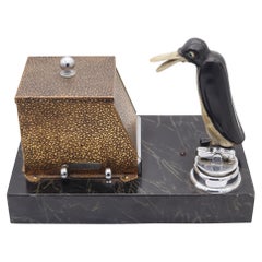 RONSON 1930 Pik A Cig Magic Penguin Accendino Dispenser di sigarette da scrivania