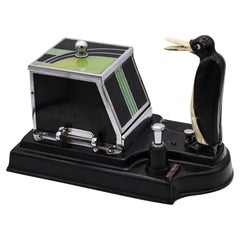 Ronson 1930 Pik a Cig Magic Penguin Touch Tip Cigarette Dispenser Desk Box