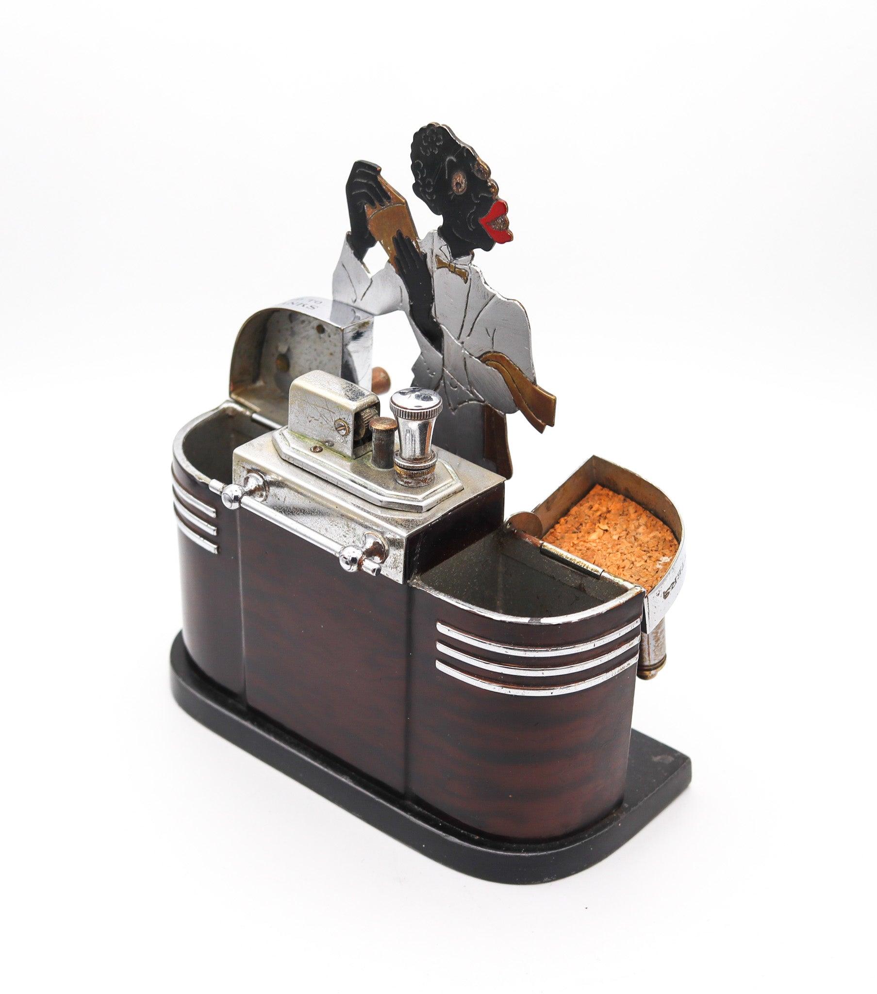 Ronson 1935 Art Deco Bartender Accendisigarette Dispenser Scatola in Steele e Lcquer In condizioni ottime in vendita a Miami, FL