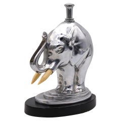 RONSON 1935 Elephant Touch-Tip Striker Lights Black Cast Steel & Chromed Steel