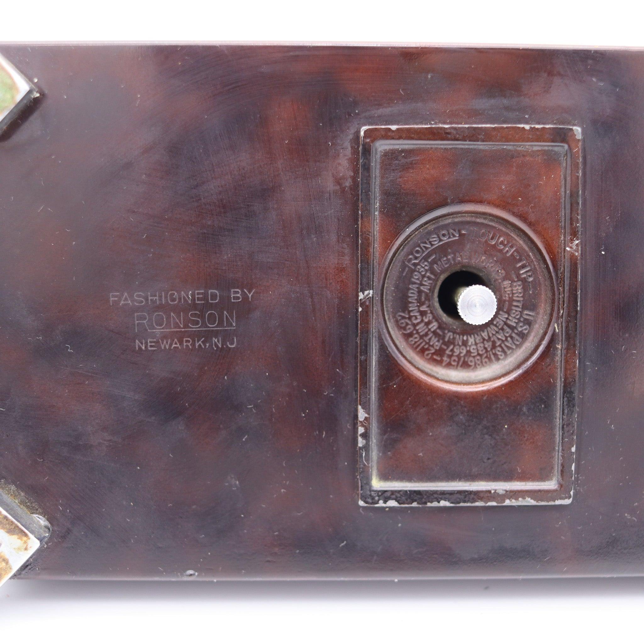 RONSON 1935 Máquina Edad Laca Marrón Escritorio Doble Caja Tacto Punta Encendedor en venta 1