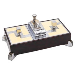 RONSON 1935 Machine Age Brown Lacquer Desk Double Box Touch Tip Lighter
