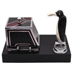 Ronson 1935 PikaCig Magic Penguin Cigarette Dispenser Desk Box With Lighter