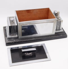RONSON 1936 Art-Deco Machine Age Cigar Humidor Desk Box And Touch-Tip Striker