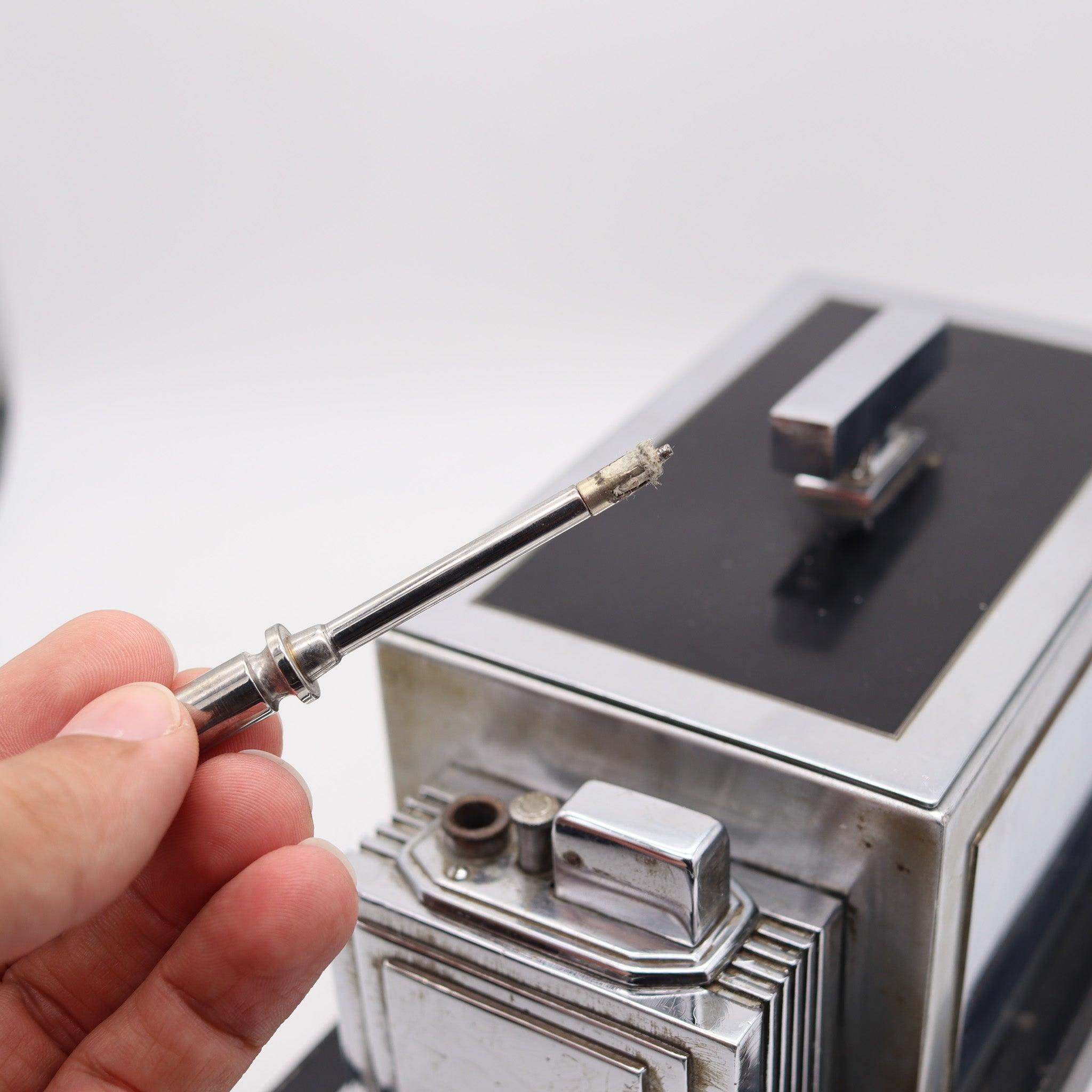 RONSON 1936 Art-Deco Edad de la Máquina Humidificador de Puros Caja de escritorio y golpeador táctil Hecho a mano en venta