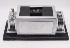 RONSON 1936 Art-Deco Machine Age Cigar Humidor Desk Box With Touch-Tip Striker