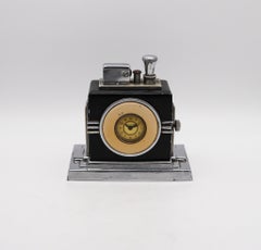 Ronson 1936 Maltese Art Deco Machine Age Small Dial Clock With Touch-Tip Lighter