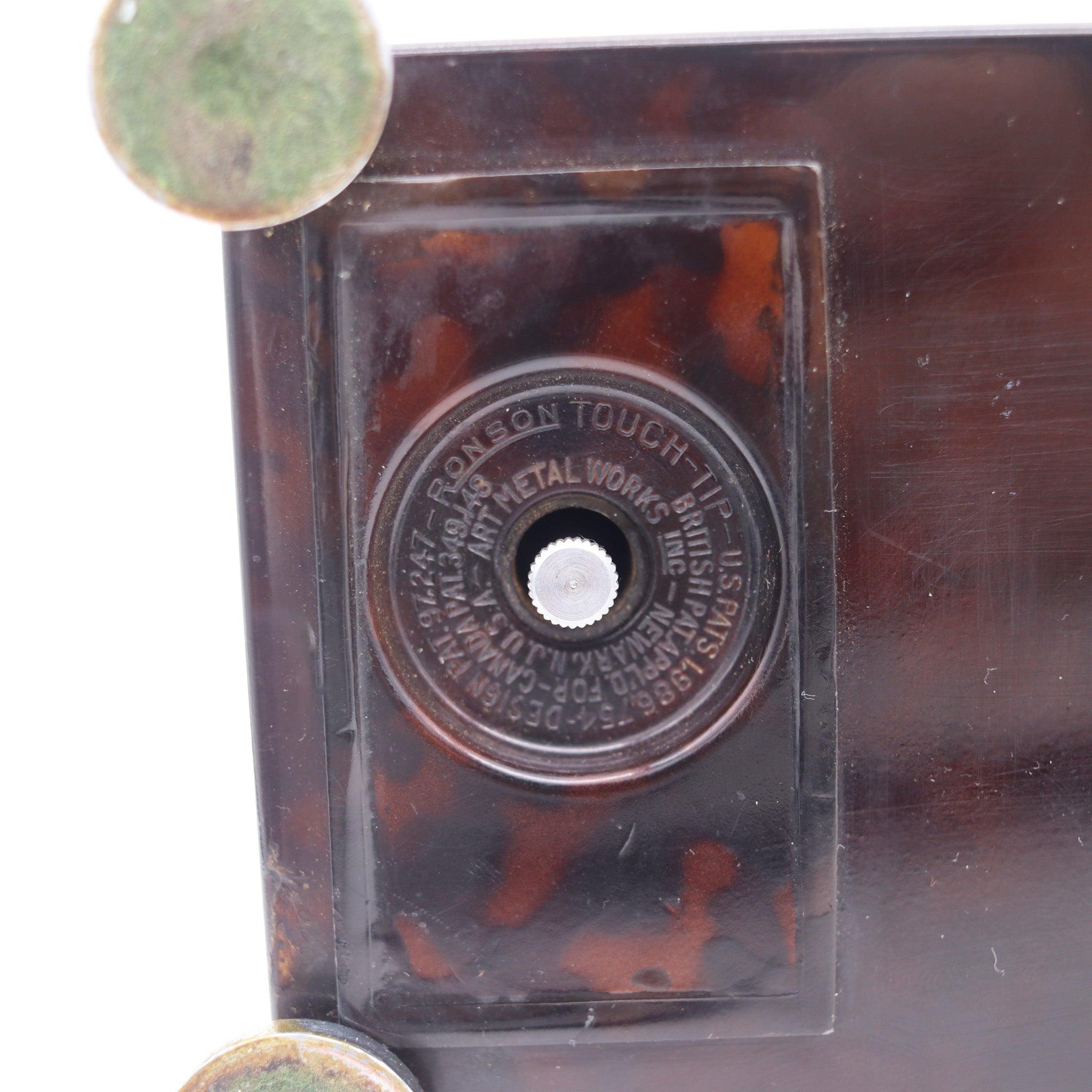 Ronson 1937 Art Deco Scatola da scrivania laccata marrone con accendino Touch Tip Striker in vendita 2
